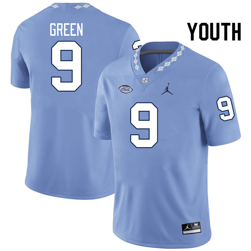 Youth #9 Javarius Green North Carolina Tar Heels College Football Jerseys Stitched-Carolina Blue